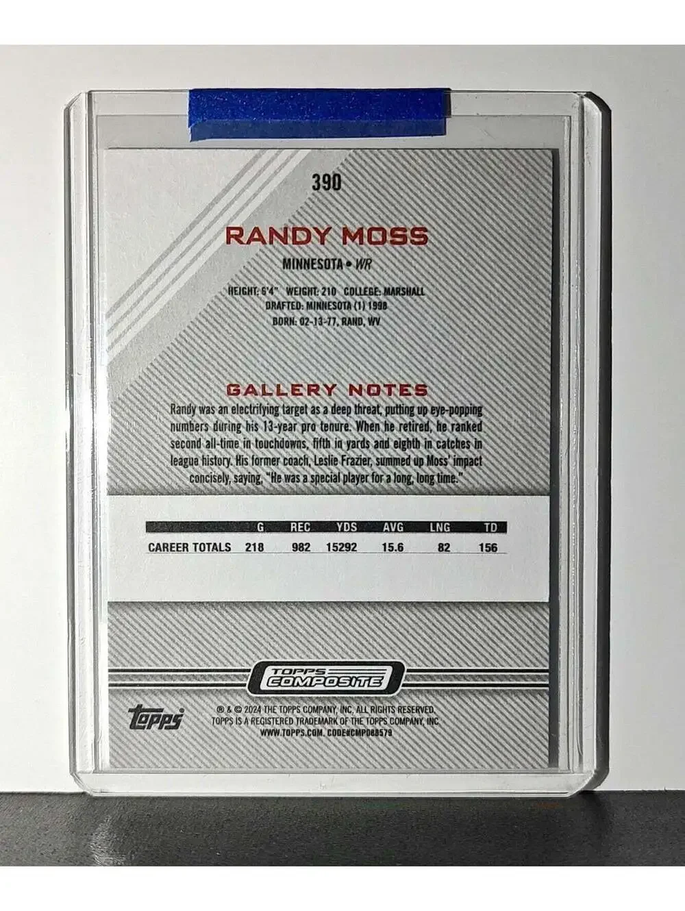 Randy Moss 2023 Topps Gallery NFL #390 Card Minnesota Vikings